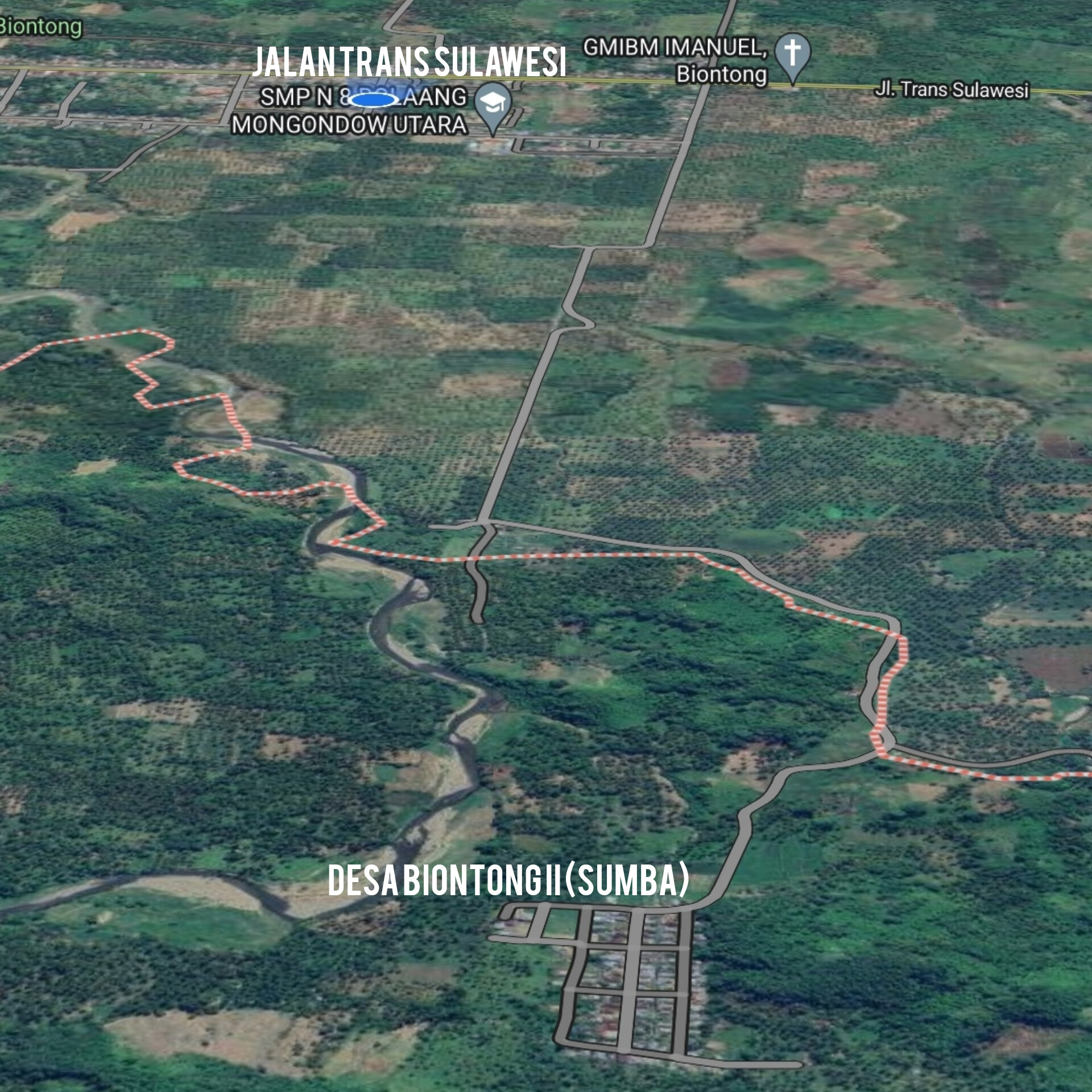 Googl Map : epeta wilayah desa biontong II kecamatan Bolangitang timur kabupaten bolmut