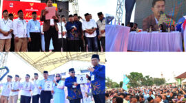 Gambar istimewah : Penyelengaraan pengundian nomor urut pasangan calon Bupati dan Wakil Bupati dan Deklarasi kampanye damai KPU Bolmut dilapangan kembar Boroko Senin (23/9/2024)