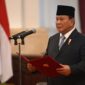 Presiden RI Prabowo Subianto saat berpidato dalam Sidang Kabinet Paripurna yang berlangsung di Istana Negara, Jakarta, pada Rabu (6/11/2024) kemarin