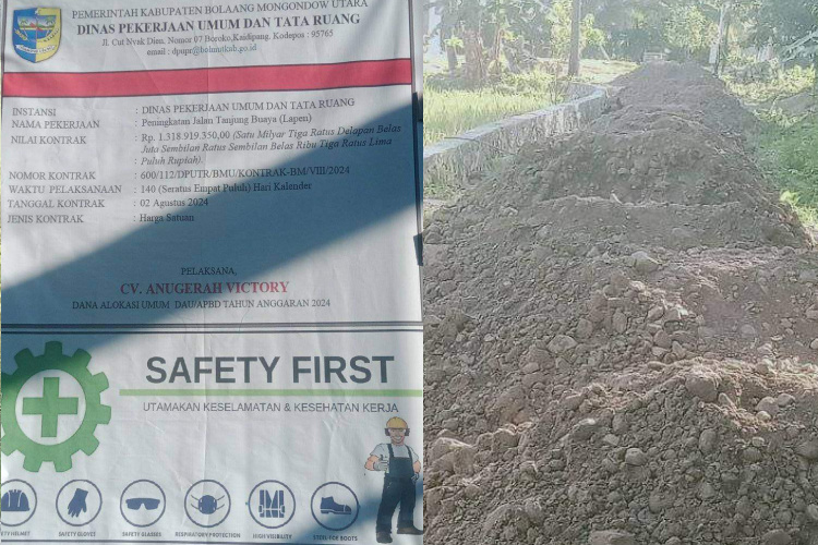 Kondisi proyek jalan lapen ditanjung buaya terlihat tak adanya aktifitas pekerja