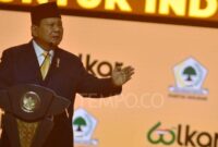 Pidato Prabowo pada perayaan ulang tahun ke-60 Partai Golkar di Sentul, Bogor, Kamis 12 Desember 2024. Gambar Doc/Tempo