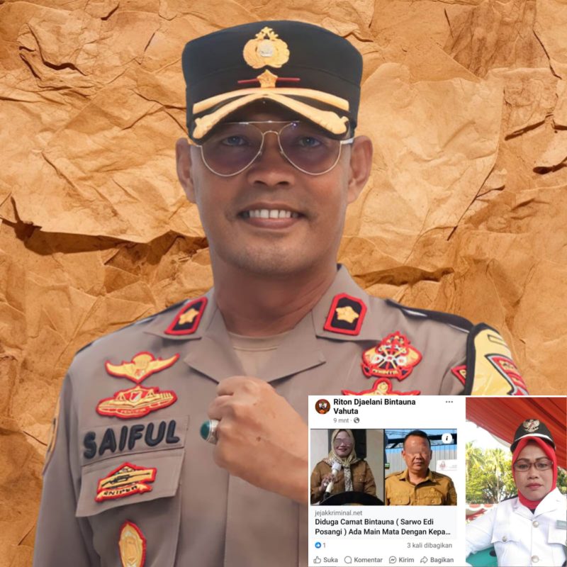 Gambar: Wakapolres, Kompol Saiful Tamu dan tangkapan layar dugaan postingan pencemaran nama baik Sangadi Bintauna Pantai Warniati Aris