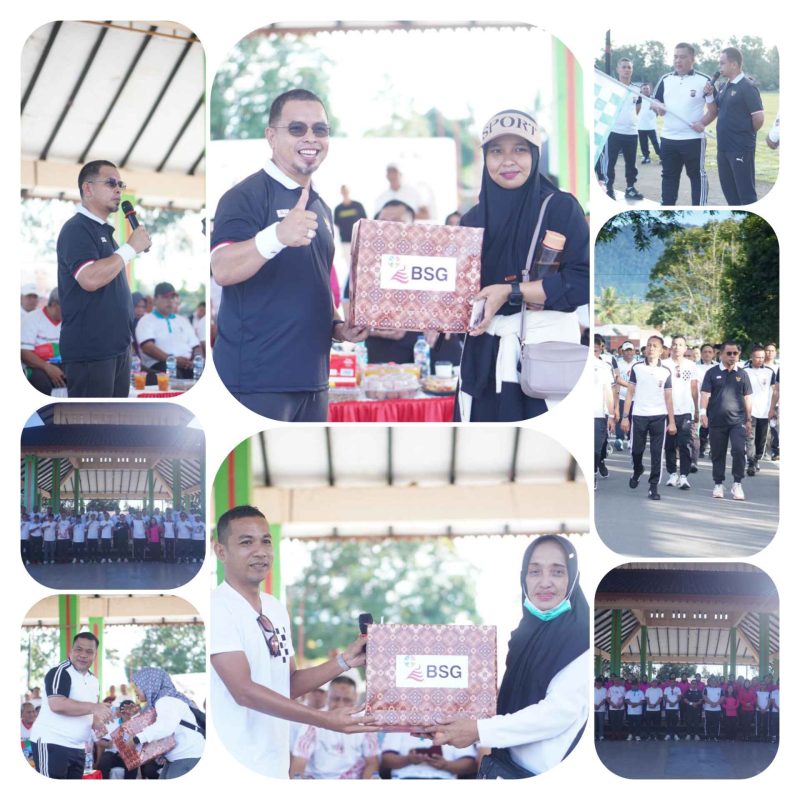 Gambar Kolase:
Potret kebersamaan dalam momen pencanangan jalan sehat dan layanan kesehatan gratis. Tampak Bupati SJL, Wabup MAP, dan Kapolres Boltara berjalan bersama rakyat—simbol sinergi dan kepedulian demi masyarakat yang lebih sehat dan sejahtera.
