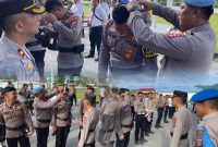Wakapolres Bolmut KOMPOL Abdulramhan Faudji, S.H., M.H. turun langsung memimpin kegiatan Penegakan Ketertiban dan Disiplin (Gaktiblin) di depan Markas Komando (Mako) Polres Bolmut. Senin 7 Juli 2025