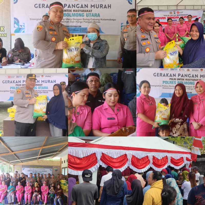 “Sinergi Polres Boltara dan Bhayangkari gerakkan pasar murah ditiga Kecamatan, bantu ringankan beban warga jelang HUT RI ke-80.”