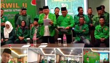 Ketua DPW PPP Sulut Drs. Hi. Depri Pontoh bersama Sekretaris DPW PPP Sulut Madzhabullah Ali dan 15 Ketua DPC PPP se-Sulut dalam Mukerwil II di Hotel Luawansa Manado, Rabu (24/9/2025). Forum ini bulatkan tekad: Mardiono Harga Mati, PPP Sulut Siap Jadi Garda Terdepan! (Gambar/Doc: Kiriman Yepi Ibunu). 