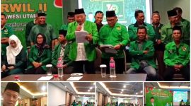 Ketua DPW PPP Sulut Drs. Hi. Depri Pontoh bersama Sekretaris DPW PPP Sulut Madzhabullah Ali dan 15 Ketua DPC PPP se-Sulut dalam Mukerwil II di Hotel Luawansa Manado, Rabu (24/9/2025). Forum ini bulatkan tekad: Mardiono Harga Mati, PPP Sulut Siap Jadi Garda Terdepan! (Gambar/Doc: Kiriman Yepi Ibunu). 