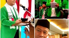 Ketua Umum PPP terpilih Mohammad Mardiono bersama Ketua DPW PPP Sulut Drs Hi Depri Pontoh dan jajaran DPC se-Sulut saat menyampaikan ucapan selamat dan dukungan pada Muktamar X PPP di Ancol, Jakarta.