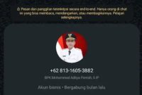 Nomor yang dicatut penipu yang mengatasnamakan Wakil Bupati Aditya Pontoh (Gambar/Tangkapan Layar) 