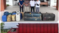 Barang Bukti yang disita oleh Polres Bolmut dalam pengungkapan penyalagunaan Solar bersupsidi di Desa Boroko. (Gambar/Kiriman) 