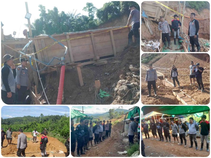 Gambar/Doc: Giat Resmob polres Bolmut bersama jajaran dan dinas DLH, Pemerintah Kecamatan beserta Pemdes Busato saat turun dilokasi Peti Rabu (10/12/2025) 