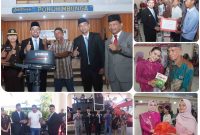 Pemda Boltara bersama forkopimda saat menyerahkan bantuan pertanian dan perikanan kepada kelompok tani dan nelayan di Auditorium Pohohimbunga, Senin (22/12/2025).