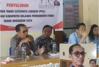 Kepala Kantor BPN Boltara, Musadia, S.ST, saat memberikan penyuluhan PTSL kepada masyarakat Desa Binjeita, Kecamatan Bolangitang Timur, sebagai upaya menghadirkan kepastian hukum dan perlindungan hak atas tanah warga.
