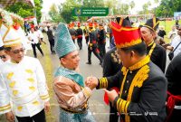 Bupati Bolaang Mongondow Yusra Alhabsyi menghadiri Upacara Peringatan 80 Tahun Peristiwa Merah Putih di Lapangan KONI Sario Manado, Sabtu (14/2/2026).