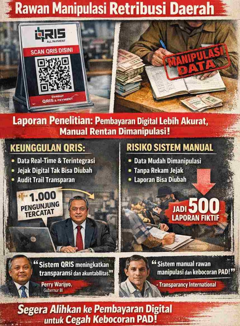 Sistem pembayaran QRIS dinilai lebih transparan dan akuntabel karena memiliki jejak digital, berbeda dengan metode manual yang rawan manipulasi data.