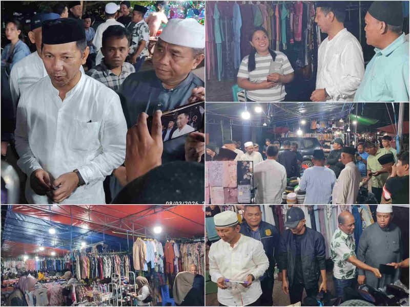 Suasana kunjungan Sekda Boltara bersama jajaran pemerintah daerah saat memantau aktivitas pedagang Pasar Senggol. 