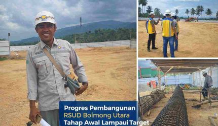 Di tengah aktivitas proyek, tim melakukan pengecekan lapangan untuk memastikan setiap tahapan pekerjaan berjalan optimal. Dengan pengalaman dan profesionalisme PT Brantas Abipraya (Persero), progres pembangunan RSUD Bolmong Utara terus menunjukkan hasil yang positif.