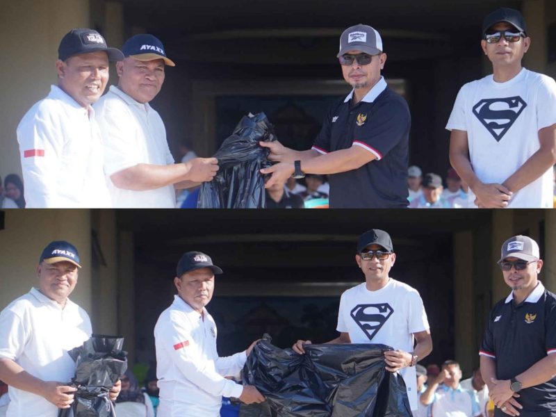 Bupati Bolaang Mongondow Utara Dr. Sirajudin Lasena. bersama Wakil Bupati Moh. Aditya Pontoh. memimpin langsung pencanangan Gerakan Indonesia ASRI (Aman, Sehat, Resik, Indah) di halaman Kantor Bupati, Jumat (10/04/2026), sebagai wujud komitmen bersama menciptakan lingkungan bersih dan berkelanjutan.