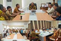 Bupati Bolmong Yusra Alhabsyi saat menerima audiensi tim PMO dan BA Koperasi Merah Putih di ruang rapat Bupati, didampingi jajaran Dinas Koperasi dan UMKM, membahas strategi penguatan ekonomi kerakyatan berbasis koperasi.