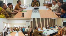 Bupati Bolmong Yusra Alhabsyi saat menerima audiensi tim PMO dan BA Koperasi Merah Putih di ruang rapat Bupati, didampingi jajaran Dinas Koperasi dan UMKM, membahas strategi penguatan ekonomi kerakyatan berbasis koperasi.