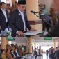 Bupati Yusra Alhabsyi saat melantik dan mengambil sumpah jabatan pejabat di lingkungan Pemkab Bolmong, disaksikan langsung oleh Wakil Bupati, Sekda, serta jajaran ASN dalam suasana khidmat dan penuh tanggung jawab.