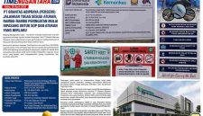 Implementasi standar K3 dan kepatuhan regulasi oleh PT Brantas Abipraya (Persero) terlihat nyata melalui kelengkapan rambu keselamatan di area proyek.