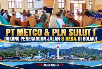 PT Metco bersama PLN Sulut 1 mendapat apresiasi atas dukungan program CSR yang menyasar delapan desa di Kecamatan Bolangitang Timur, Bolmut. Masyarakat juga mengusulkan penambahan lampu jalan di ruas Trans Sulawesi, tepatnya di area Ondornemen, depan kawasan PLTU Sulut 1, Desa Binjeita. Jadwal pelaksanaan usulan tambahan tersebut masih menunggu konfirmasi resmi dari pihak perusahaan dan pelaksana proyek. (Foto: TimeNUSANTARA.com)