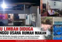 Kondisi Rumah Makan Muslim Salsabila di Desa Boroko, Boltara, yang menurut pemiliknya, Obit, mengalami penurunan omzet dari Rp500–700 ribu menjadi Rp100–150 ribu per hari, bahkan terkadang tidak memperoleh pemasukan, di tengah keluhan bau busuk yang diduga berkaitan dengan pembuangan limbah SPPG Boroko.