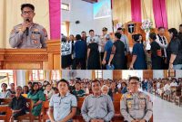 Kapolsek Bolangitang Ipda Rachmat Sondeng menyampaikan imbauan Kamtibmas dan berdialog bersama jemaat dalam kegiatan Minggu Kasih di Gereja GMIBM Bukit Sion, Desa Mokoditek Induk, Kecamatan Bolangitang Timur, Kabupaten Bolaang Mongondow Utara, Minggu (25/10/2026). Kegiatan ini menjadi upaya mempererat hubungan Polri dengan masyarakat serta mengajak jemaat bersama-sama menjaga keamanan, kerukunan, dan ketertiban lingkungan.