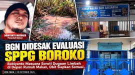 Bobiyanto Masuara, pemerhati Bolmut, menyoroti dugaan persoalan pembuangan limbah di dekat Rumah Makan Muslim Salsabila yang dikeluhkan menimbulkan bau busuk dan berdampak pada aktivitas usaha. Sementara itu, SPPG Boroko menghentikan sementara operasional untuk memperbaiki saluran dan Instalasi Pengolahan Air Limbah (IPAL). Pemilik rumah makan, Obit, menyatakan akan melayangkan somasi jika tidak ada pertanggungjawaban atas kerugian yang diklaim dialaminya. BGN didesak melakukan evaluasi terhadap pengelolaan limbah SPPG Boroko.