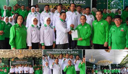Ketua DPW PKB Sulawesi Utara, Yusra Alhabsyi, S.E., M.Si., bersama jajaran pengurus saat pengukuhan pengurus DPC dan DPAC PKB Kabupaten Minahasa Utara masa bakti 2026–2031. Kegiatan ini menjadi momentum memperkuat konsolidasi organisasi dan meneguhkan komitmen politik inklusif yang menjunjung nilai kebangsaan serta keberagaman.